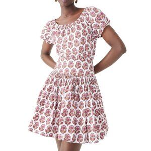 J. Crew Drop-waist cotton poplin mini dress in bouquet block print 6 S BR444